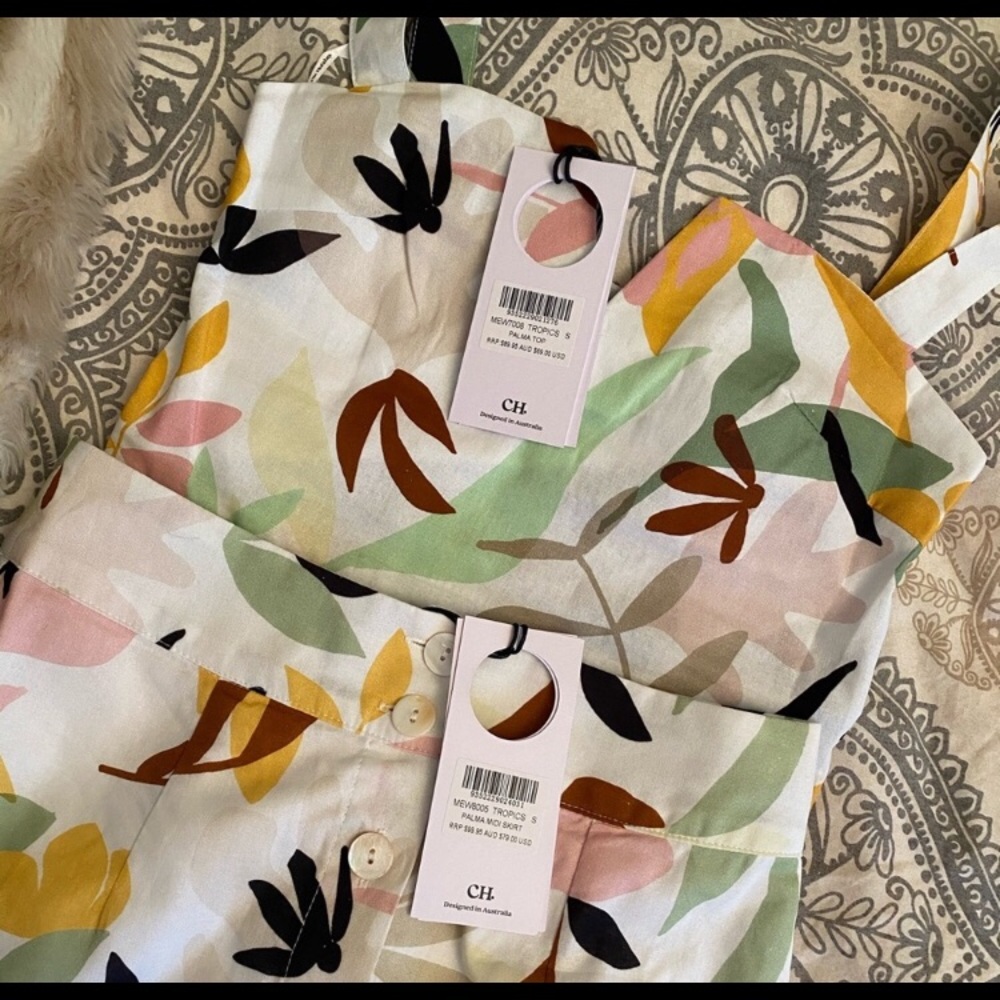NWT Palma White Multi Tropical Print Matching SET - Picture 11 of 11
